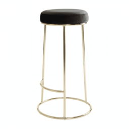 "Fusion Living Luxe Black Velvet Barstool With Gold Metal Legs "