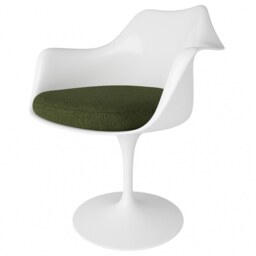 "Fusion Living White and Dark Green Boucle Chelsea Armchair "