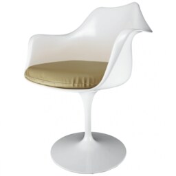"Fusion Living White and Taupe PU Chelsea Armchair "