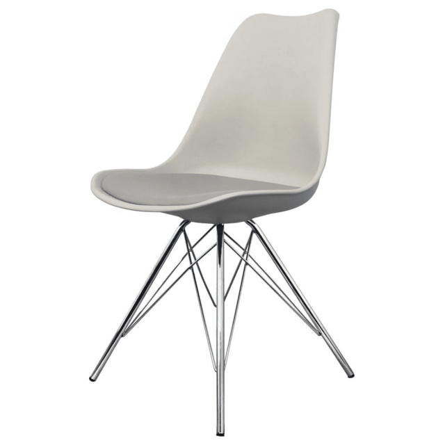 "Fusion Living OUTLET Soho Light Grey Plastic Dining Chair with Chrome Metal Legs "