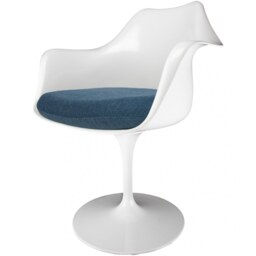 "Fusion Living White and Velveteen Navy Chelsea Armchair "
