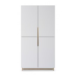 Gillmore Sleek - Contemporary Wardrobe In White With Brass Frame And Accents Frame/Handle Colour: Brass, Unit Colour: White