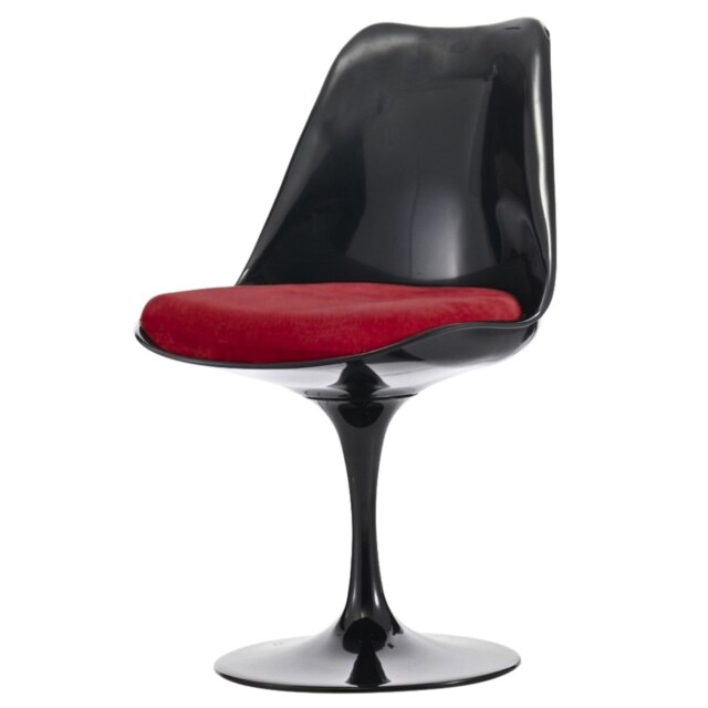 "Fusion Living Black and Velveteen Scarlet Red Chelsea Side Chair "