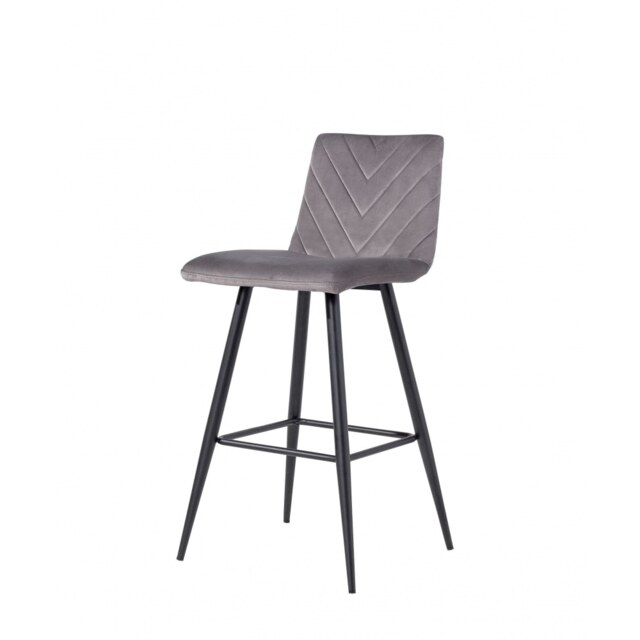"Fusion Living Brooklyn Dark Grey Velvet Bar Stool (Set of 2) "
