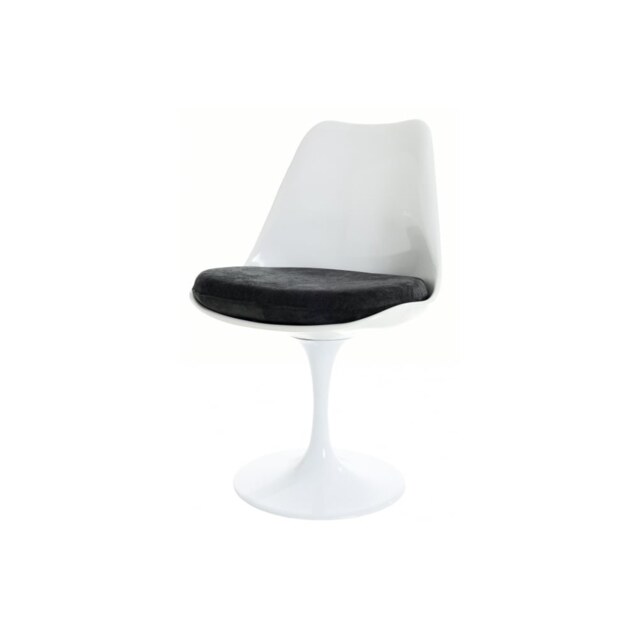 Fusion Living Chelsea Set - White Medium Circular Table with Two Chairs - Luxurious Black Chair Colour: Luxurious Black