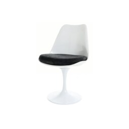 Fusion Living Chelsea Set - White Medium Circular Table with Two Chairs - Luxurious Black Chair Colour: Luxurious Black