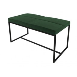 Gillmore Luxe - Upholstered Dark Green Velvet Large Stool With Matt Black Frame Frame Colour: Matt Black, Seat Colour: Dark Green