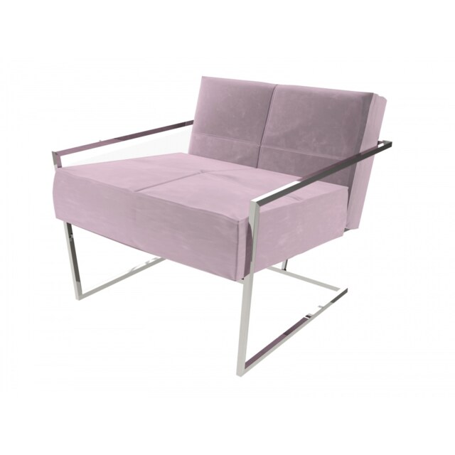 Gillmore Luxe - Upholstered Blush Pink Velvet Armchair With Polished Chrome Frame Frame Colour: Polished Chrome, Seat Colour: Blush Pink