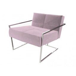 Gillmore Luxe - Upholstered Blush Pink Velvet Armchair With Polished Chrome Frame Frame Colour: Polished Chrome, Seat Colour: Blush Pink