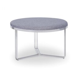 Gillmore Deco - Medium Circular Coffee Table With Pewter Fabric and Chrome Frame Table Top Finish: Pewter, Frame Colour: Polished Chrome