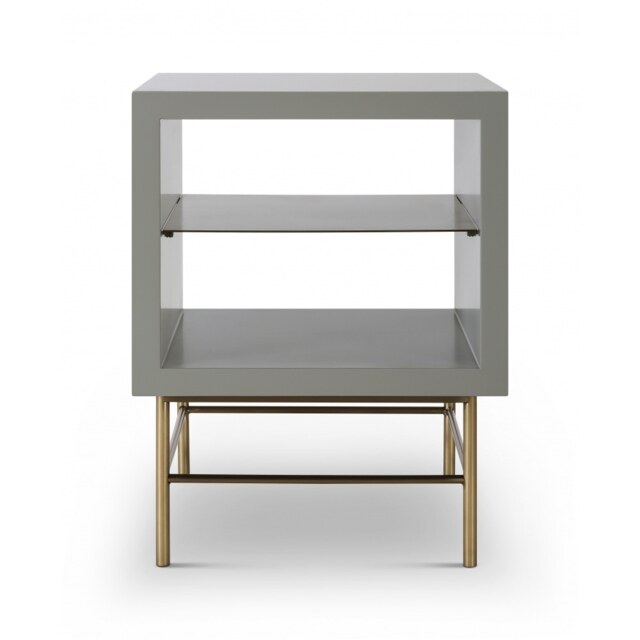 Gillmore Sleek - Contemporary Side Table In Grey With Brass Frame And Accents Frame/Handle Colour: Brass, Unit Colour: Grey