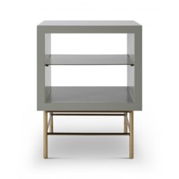 Gillmore Sleek - Contemporary Side Table In Grey With Brass Frame And Accents Frame/Handle Colour: Brass, Unit Colour: Grey