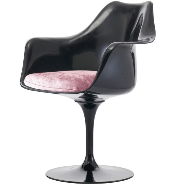 "Fusion Living Black and Luxurious Light Pink Chelsea Armchair "
