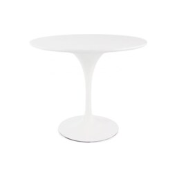 Fusion Living Chelsea Set - White Medium Circular Table with Two Chairs - Green PU Chair Colour: Green PU
