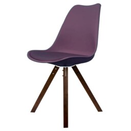 "Fusion Living Soho Aubergine Purple Plastic Dining Chair with Square Pyramid Dark Wood Legs "