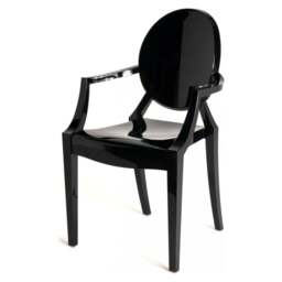 "Fusion Living OUTLET Black Ghost Style Plastic Louis Armchair "
