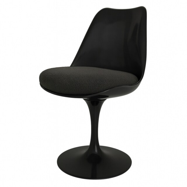 "Fusion Living Black and Charcoal Grey Boucle Chelsea Side Chair "