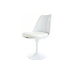 Fusion Living Chelsea Set - White Medium Circular Table with Four Chairs - White PU Chair Colour: White PU