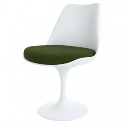 "Fusion Living White and Dark Green Boucle Chelsea Side Chair "