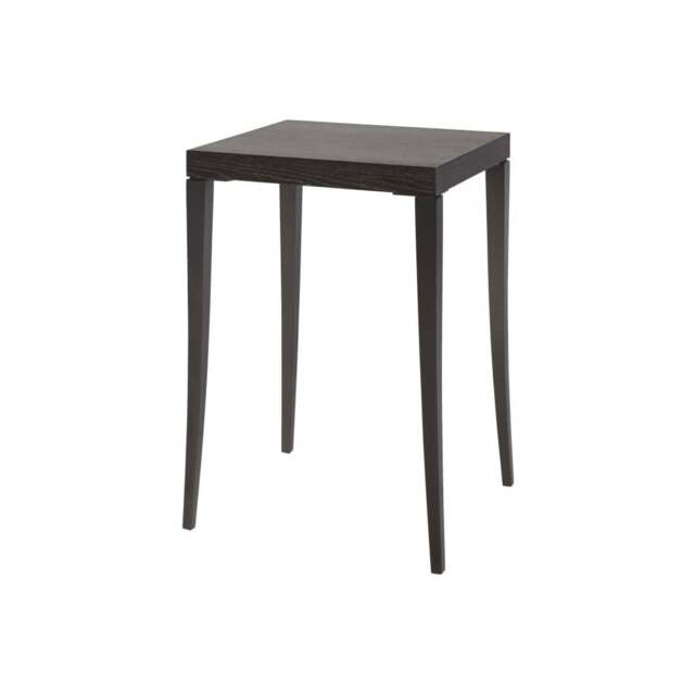 "Gillmore Tall Square Table in Dark Charcoal Wood with Gun Metal Legs "