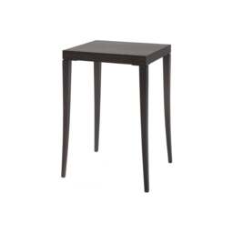 "Gillmore Tall Square Table in Dark Charcoal Wood with Gun Metal Legs "