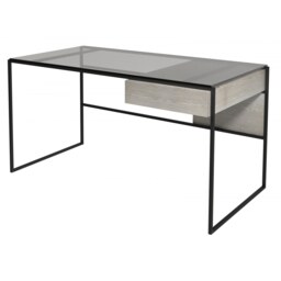 Gillmore Luxe - Desk With Drawer In Weathered Oak With Matt Black Frame Frame Colour: Matt Black, Unit Colour: Weathered Oak
