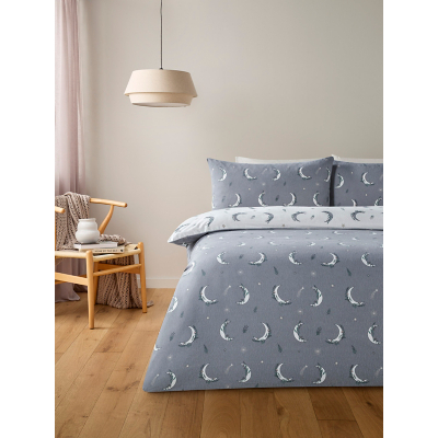 Soft & Cosy Brushed Cotton Reversible Floral Moons Duvet Set