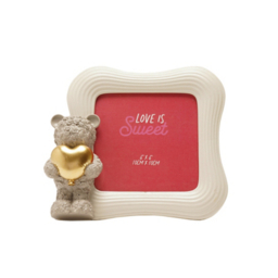 Love Is Sweet White Bear Holding Heart Photo Frame