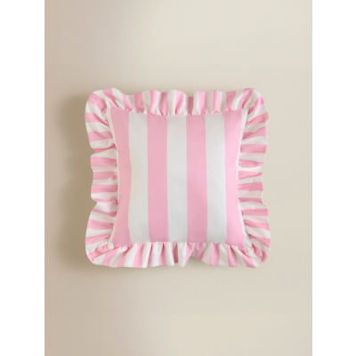Pink Stripe Frill Cushion