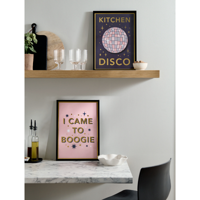 Pink Kitchen Disco A3 Wall Art - Set of 2