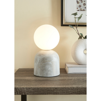 Grey Marble Glass Sphere LED Lamp