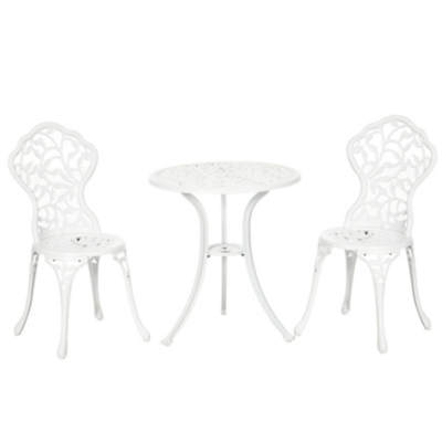 Outsunny Aluminium Garden Coffee Table & Chairs Bistro Set