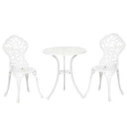 Aluminium Garden Coffee Table & Chairs Bistro Set