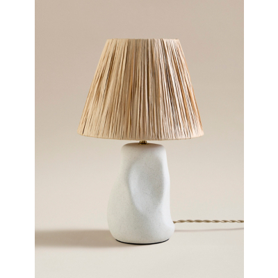 Natural Raffia Shade Ceramic Table Lamp