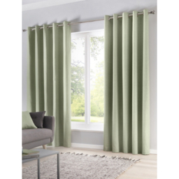 Fusion Sorbonne 100% Cotton Pair of Eyelet Curtains in Green