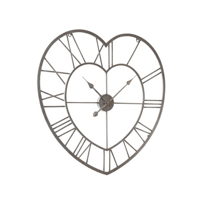 time Metal Heart Shaped Wall Clock