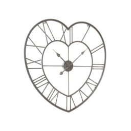 time Metal Heart Shaped Wall Clock