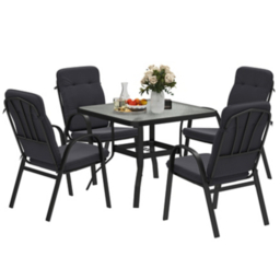 Outsunny 5 Piece Glass Top Garden Dining Set