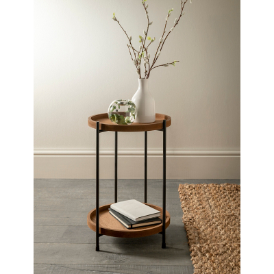 Brown Wood-Effect 2 Tier Side Table