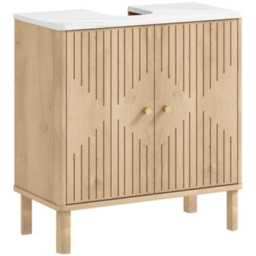 HOMCOM Oak Under Sink Bathroom Cabinet