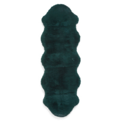 Think Rugs Green Teddy Luxury Super Soft Pelt Shape Runner