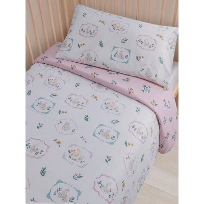 White Farm Life 100% Cotton Toddler Reversible Duvet Set