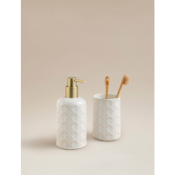 Cream Nautical Shell Soap Dispenser & Tumbler Set