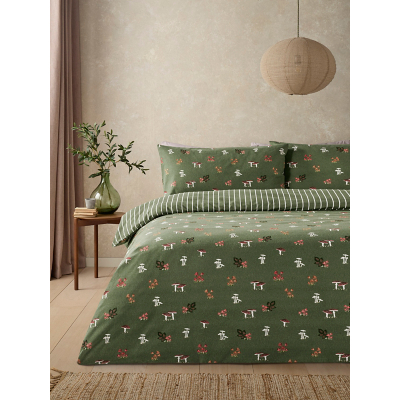 Green Mushroom Garden Cosy Brushed Cotton Duvet Set