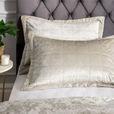 Catherine Lansfield Natural Crushed Velvet Pillow sham Pair
