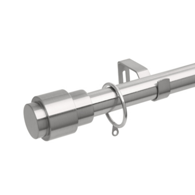 A-International Brushed Silver Extendable Curtain Pole with Eyelet Finials
