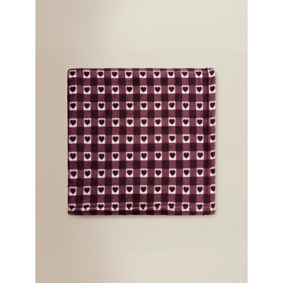 Burgundy Gingham Heart Super-Soft Throw - 120 x 150 cm