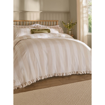 Wylder Natural Birdie Stripe Ruffle Duvet Set