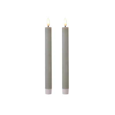 Hestia Set of 2 Dove Grey LED Wax Taper Candles