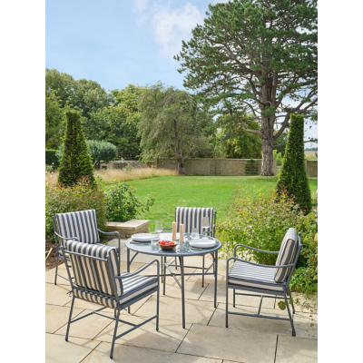 Grey and White Stripe Cotswold 5 Piece Outdoor Dining Set